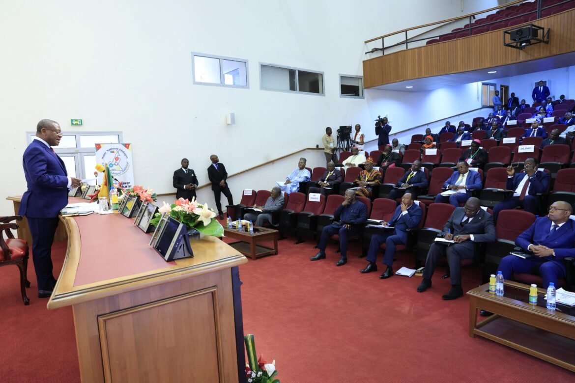 PM, Chief Dr Joseph Dion Ngute talking to committee members