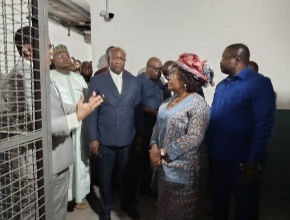 Minister libom li likeng on a guided tour