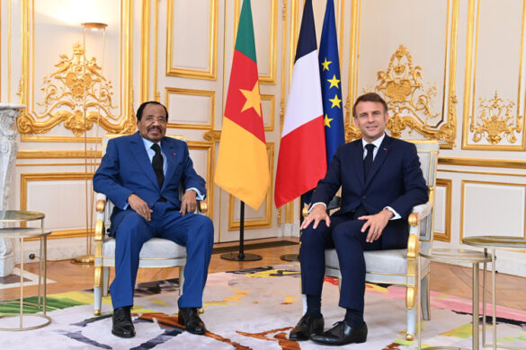 French president macron and cameroon's biya