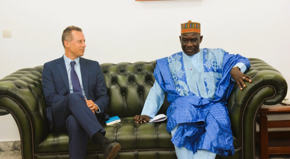 Minister ousmane mey and h.e. matt woods during the audience
