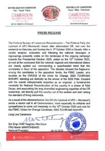 Press release from the party