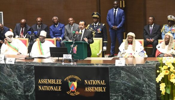 President paul biya speaking after taking oath of office
