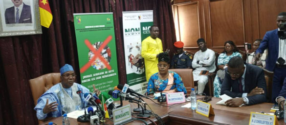 Minister of Public Health Dr Manaouda Malachie at press briefing
