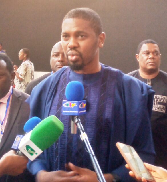 Dr. Zeh Meka talking to reporters