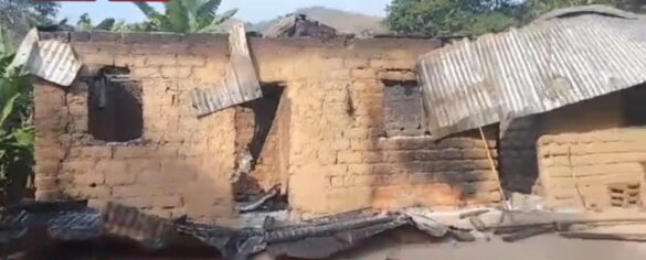 Homes burned down by the attackers in Mbat Village in Nwa Sub Division