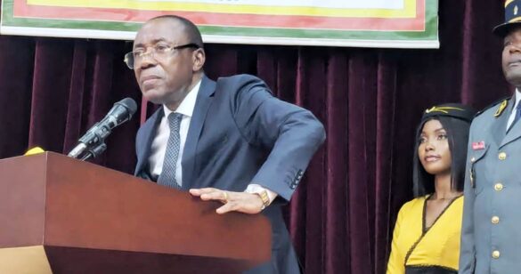 Prof. Fuh Calistus addressing collaborators at New Year wishes presentation ceremony