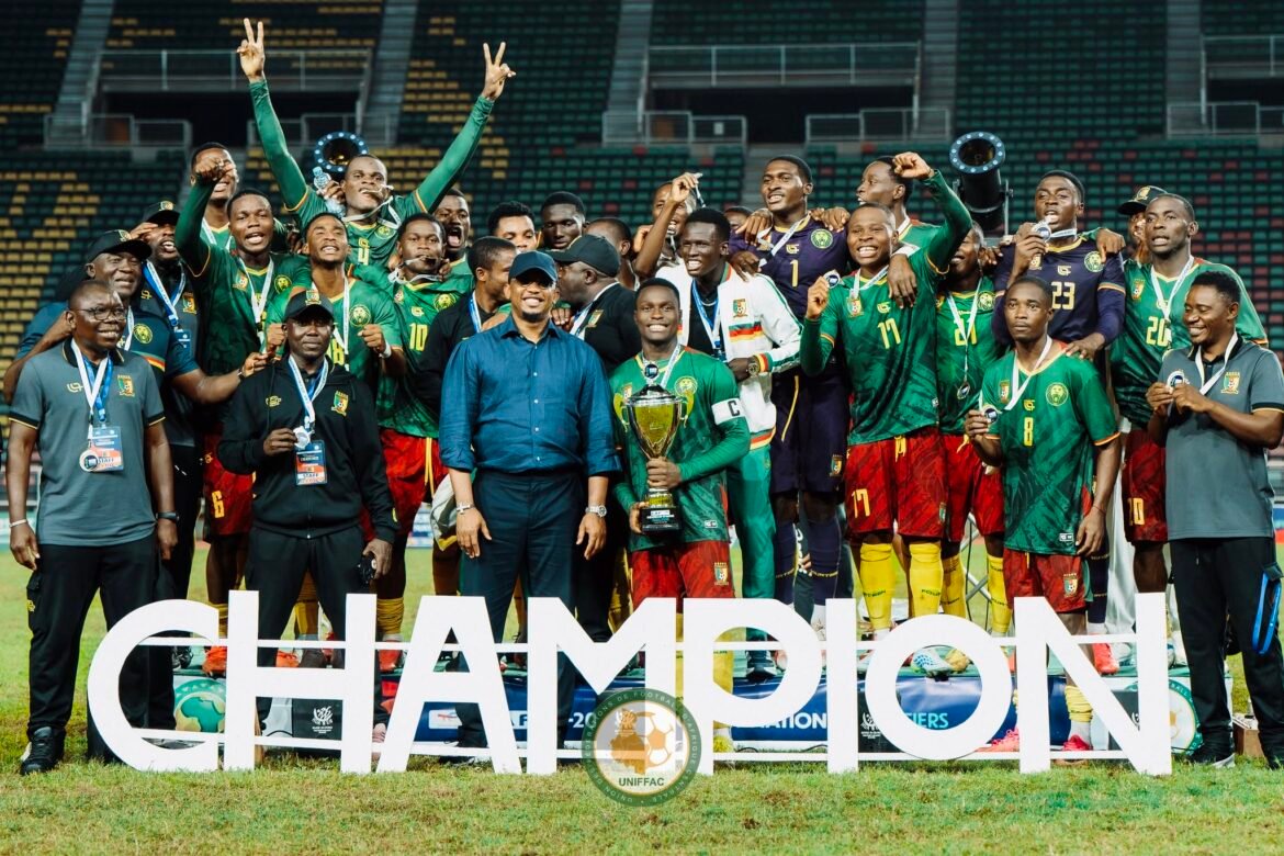 Cameroon U 20 national team celebrate their victory