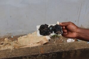 Tar ball found in the marine park in Ebodje